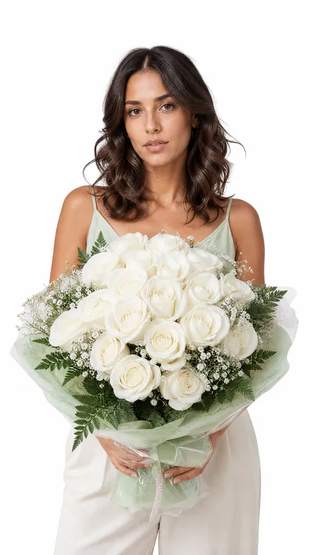 Ramo de Bodas con 18 Rosas Blancas